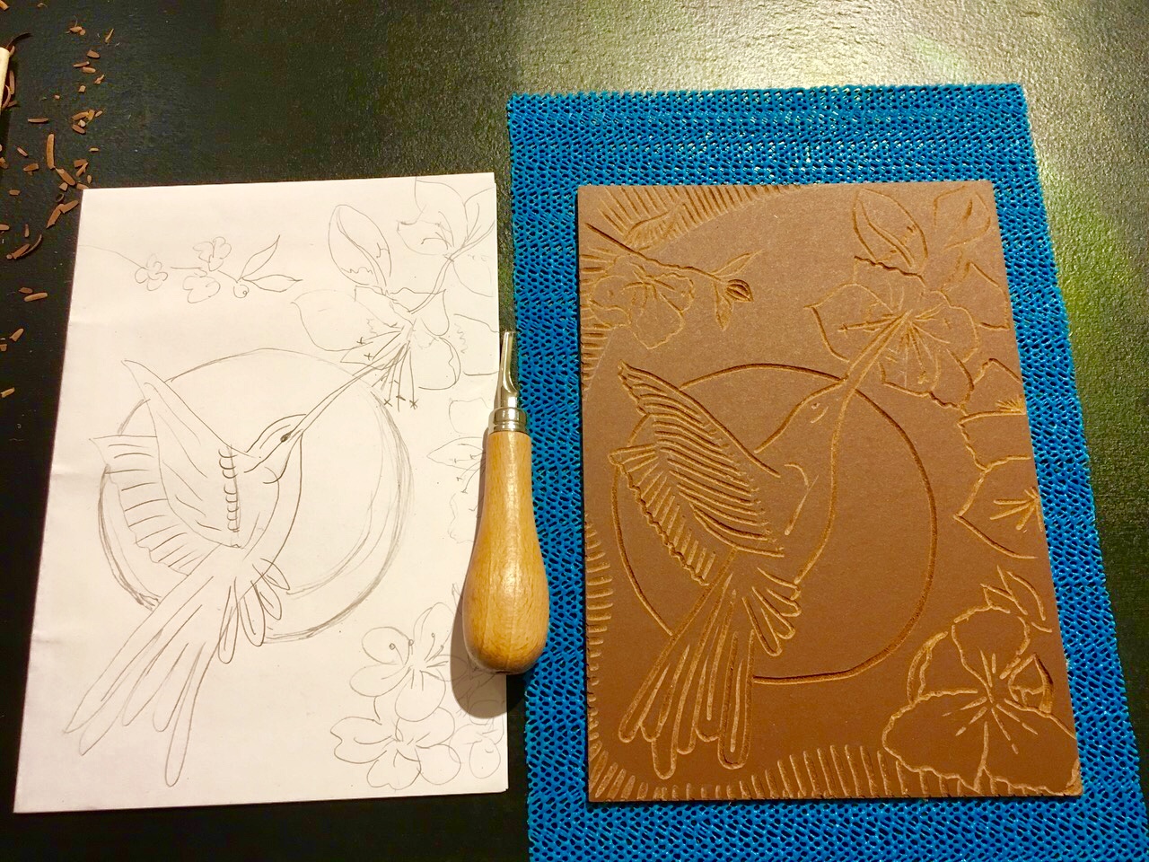 Linocut printmaking